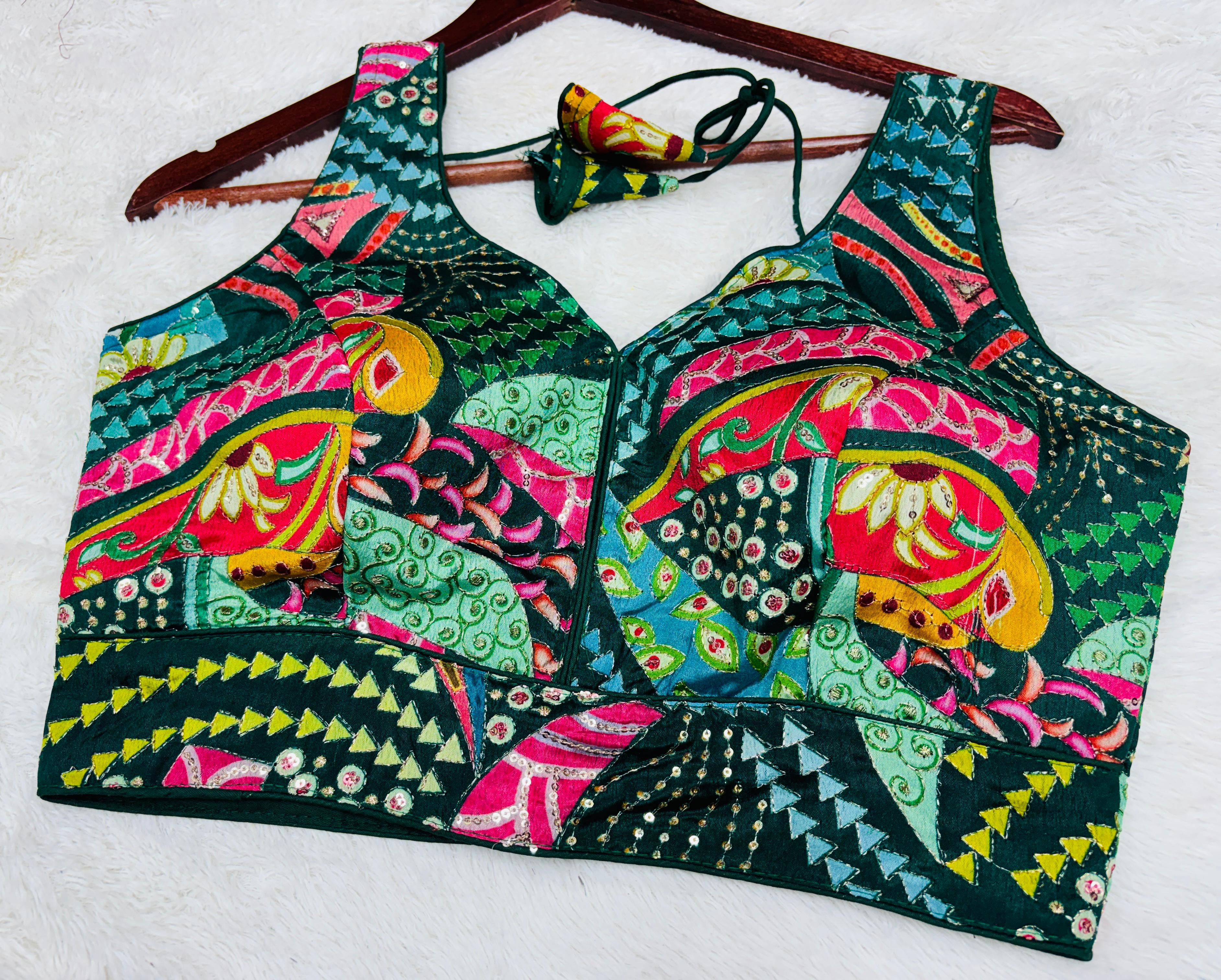 Guddiya Collection - Green Multicolor Printed Blouse